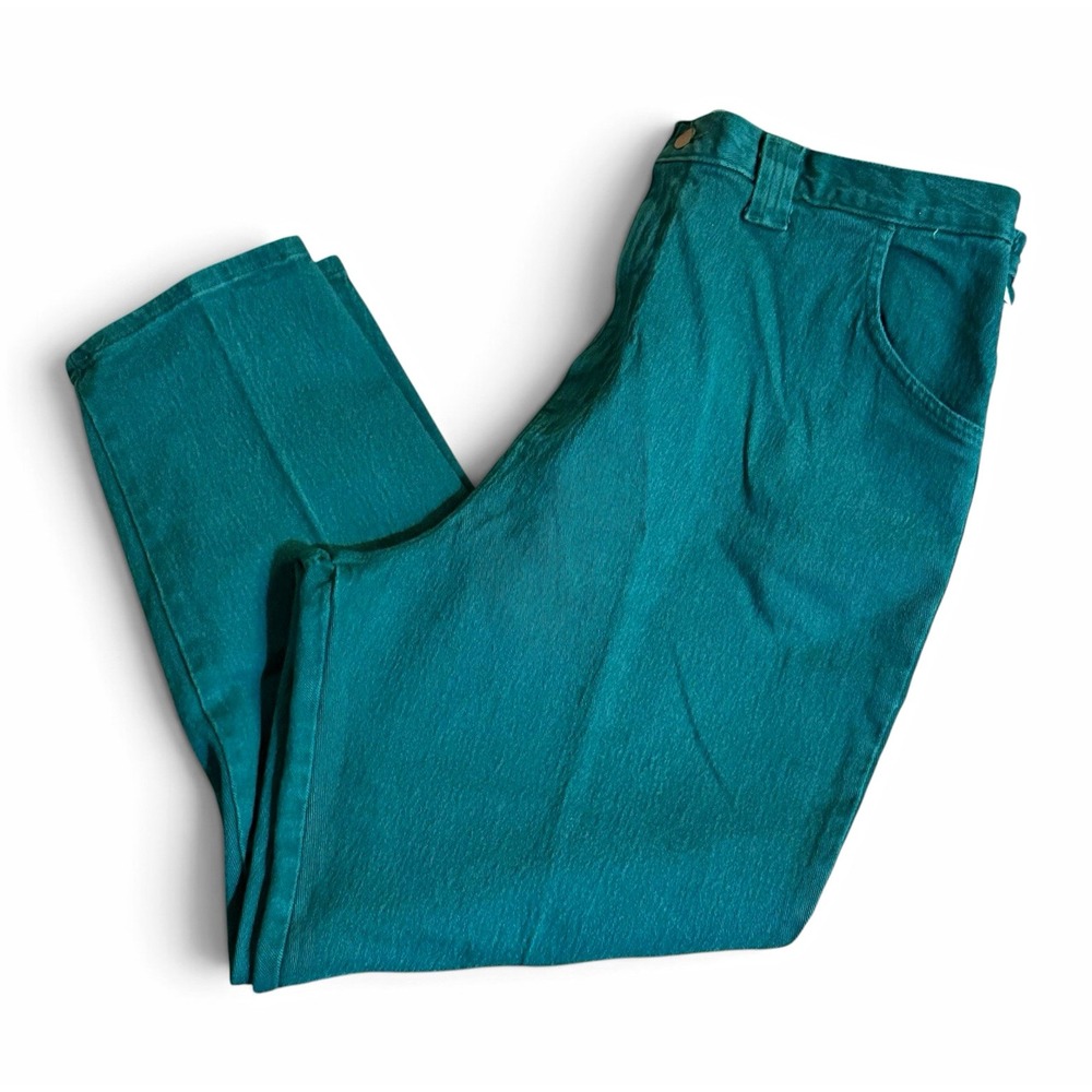 Vintage 80s Bonjour High Rise Mom Jeans Womens 16 Green Tapered Indie Sleaze USA